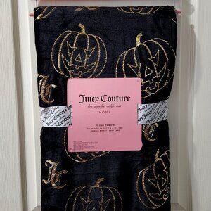 Juicy Couture Pumpkin Plush Throw Blanket Black and Gold 50 x 70